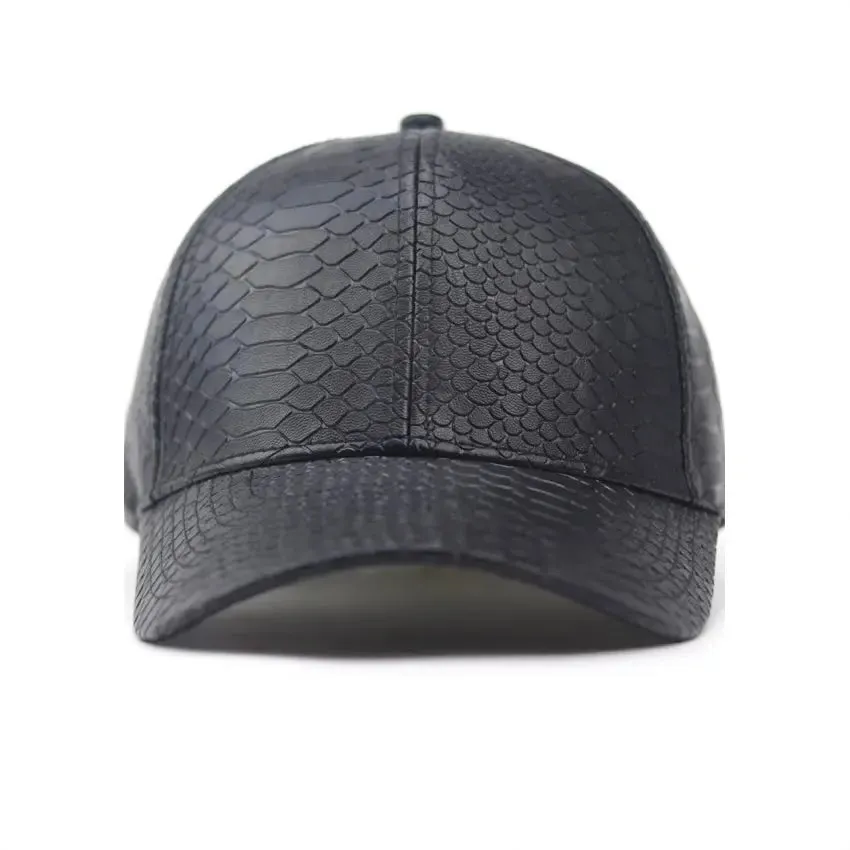 LEATHER CROC BASEBALL CAP BLACK