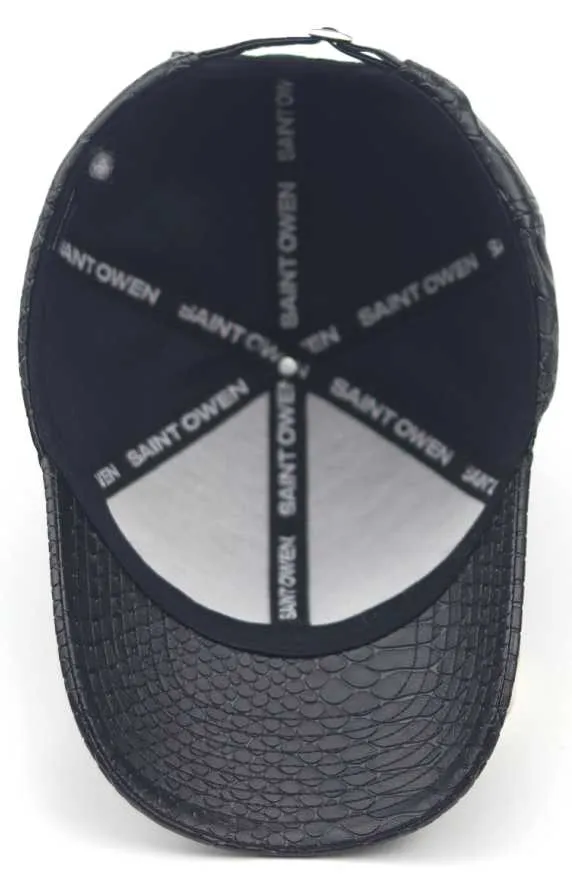 LEATHER CROC BASEBALL CAP BLACK