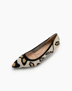 Leopard Pattern Pointed-Toe Kitten Heels