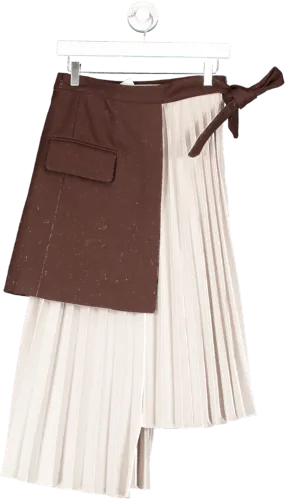 Loeil Beige Layered Pleated Skirt UK 8