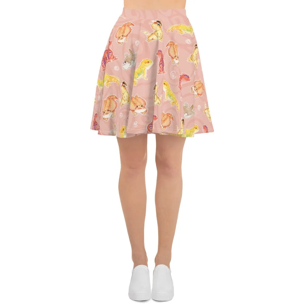 Many Beardies Bearded Dragon Skater Skirt, Cute Reptile Lizard Bottom