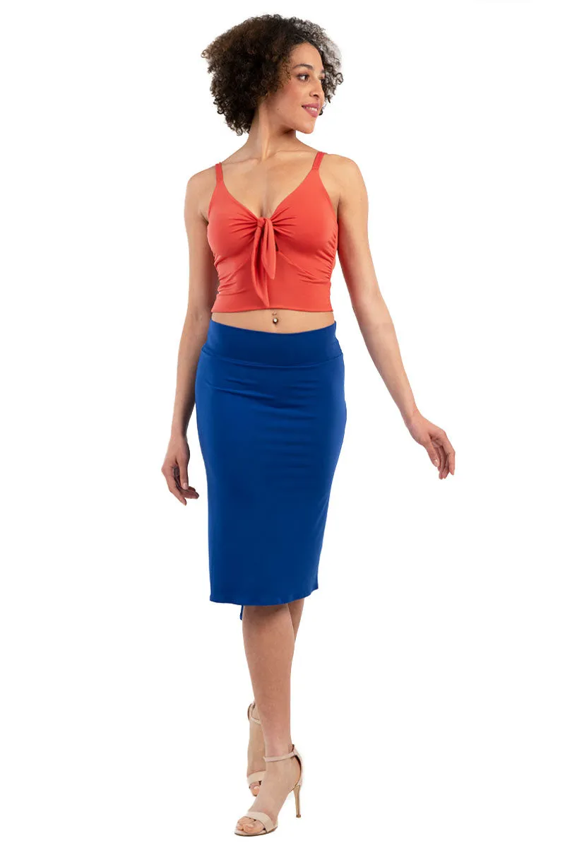 Nude Crop Top With Adjustable Front Knot (M)