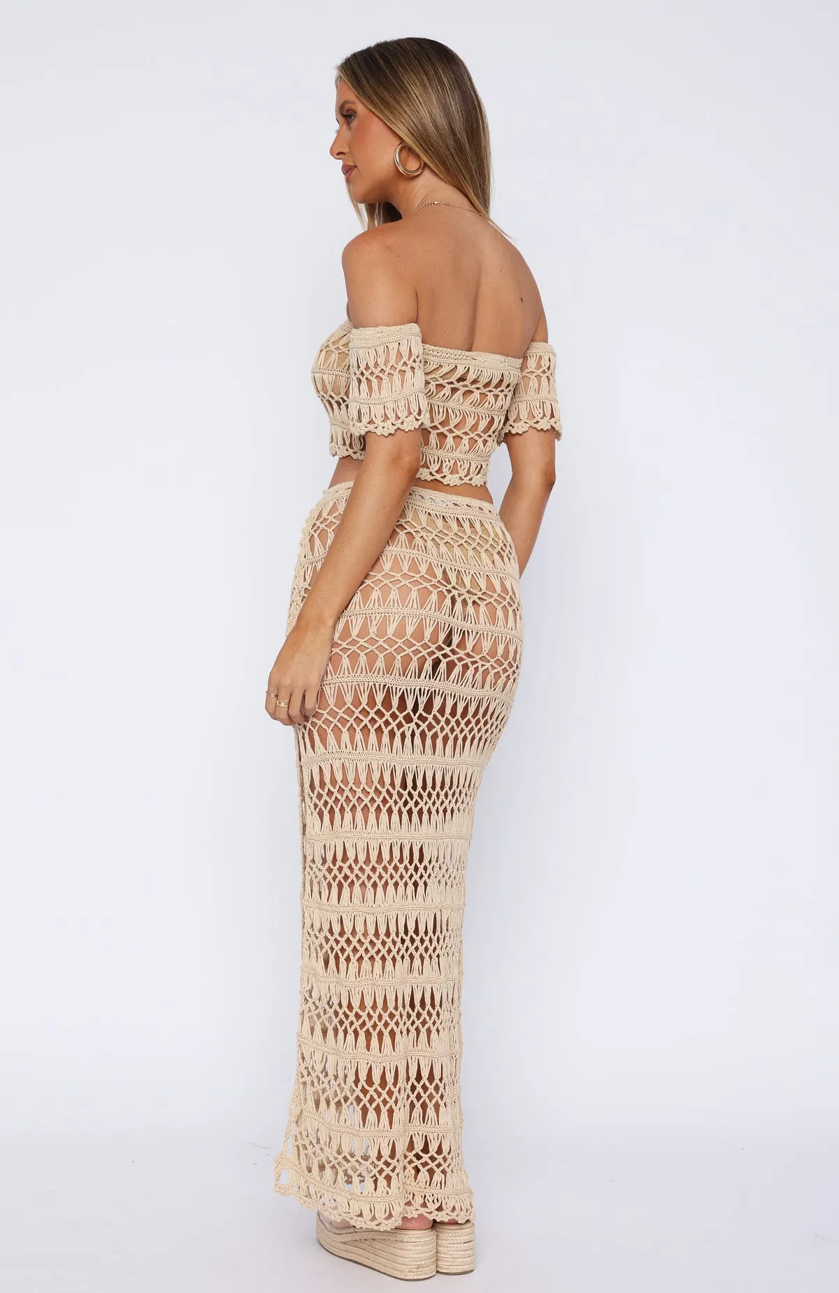 On Island Time Crochet Maxi Skirt Cream