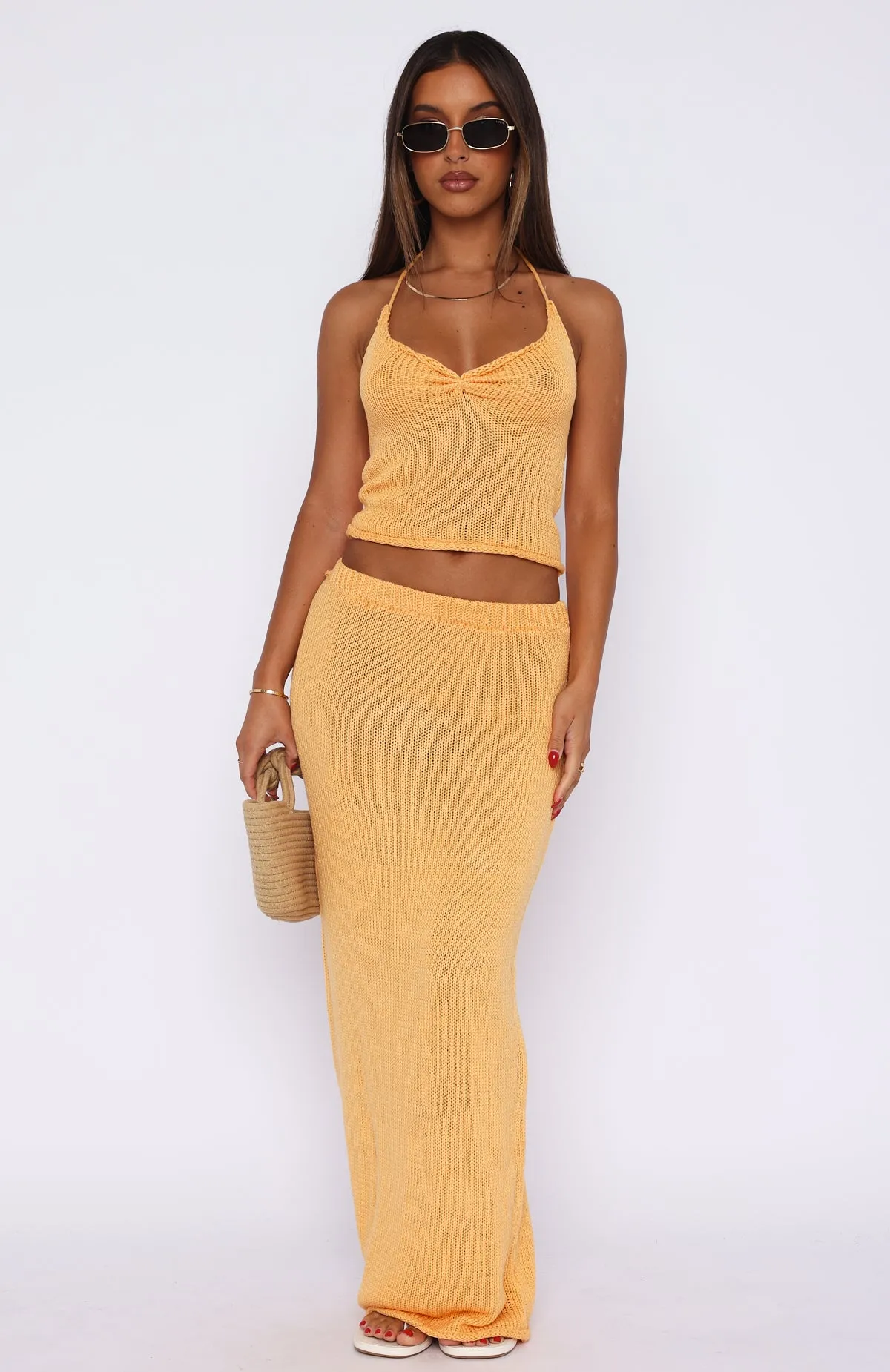 One Time Offer Crochet Maxi Skirt Sherbet