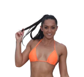 Orange Basic Curtain Triangle Bikini Top