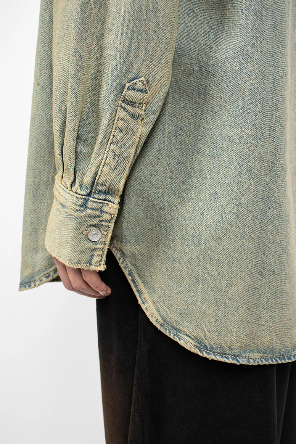 Oversized Denim Shirt Blue/Beige