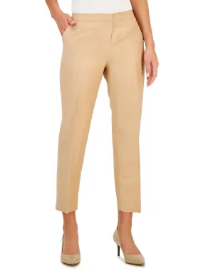 Petites Womens High Rise Solid Straight Leg Pants