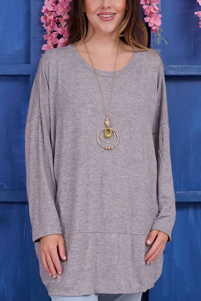 Plain Necklace Viscose Top