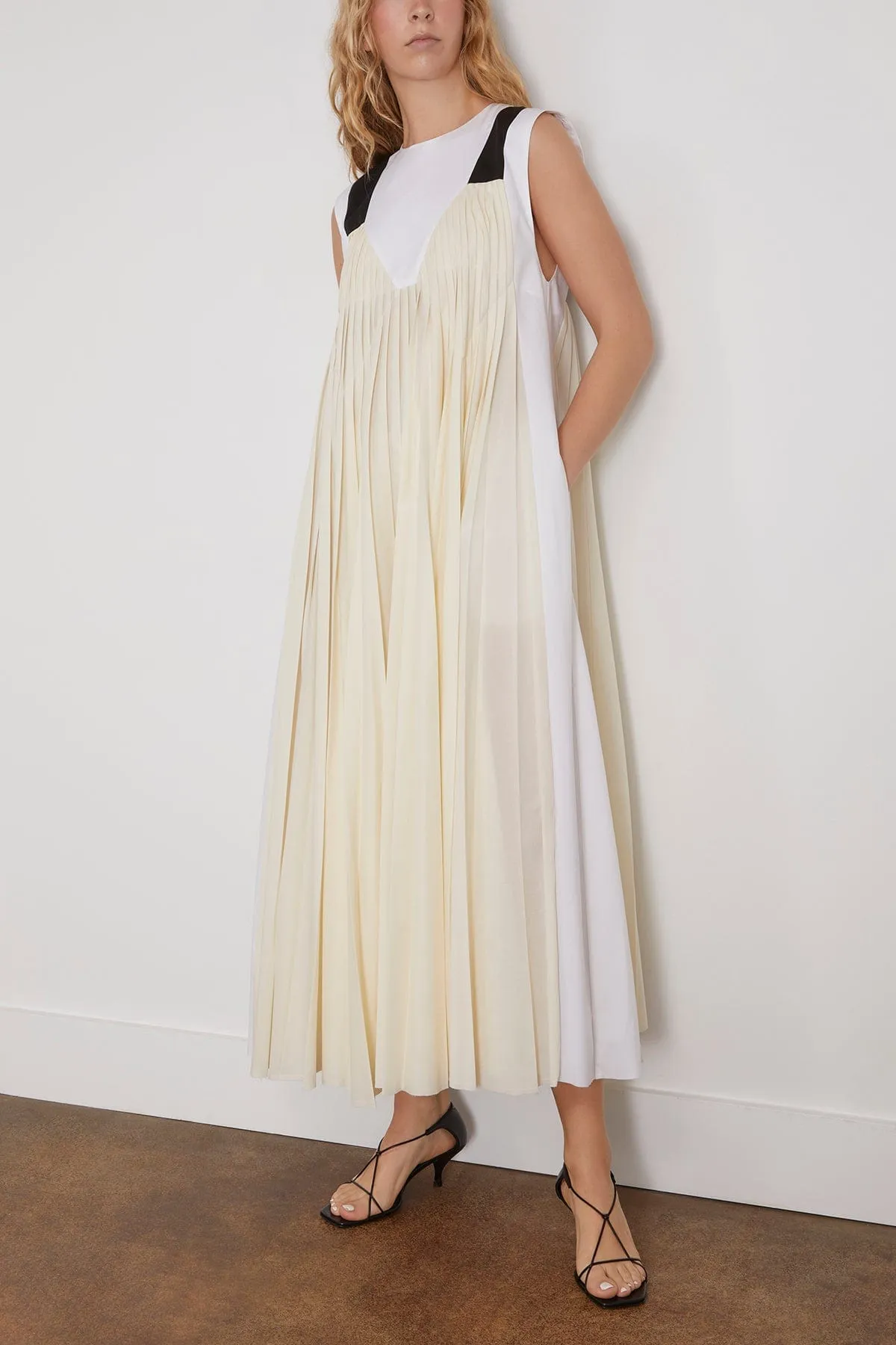 Pleated Dress in Butter