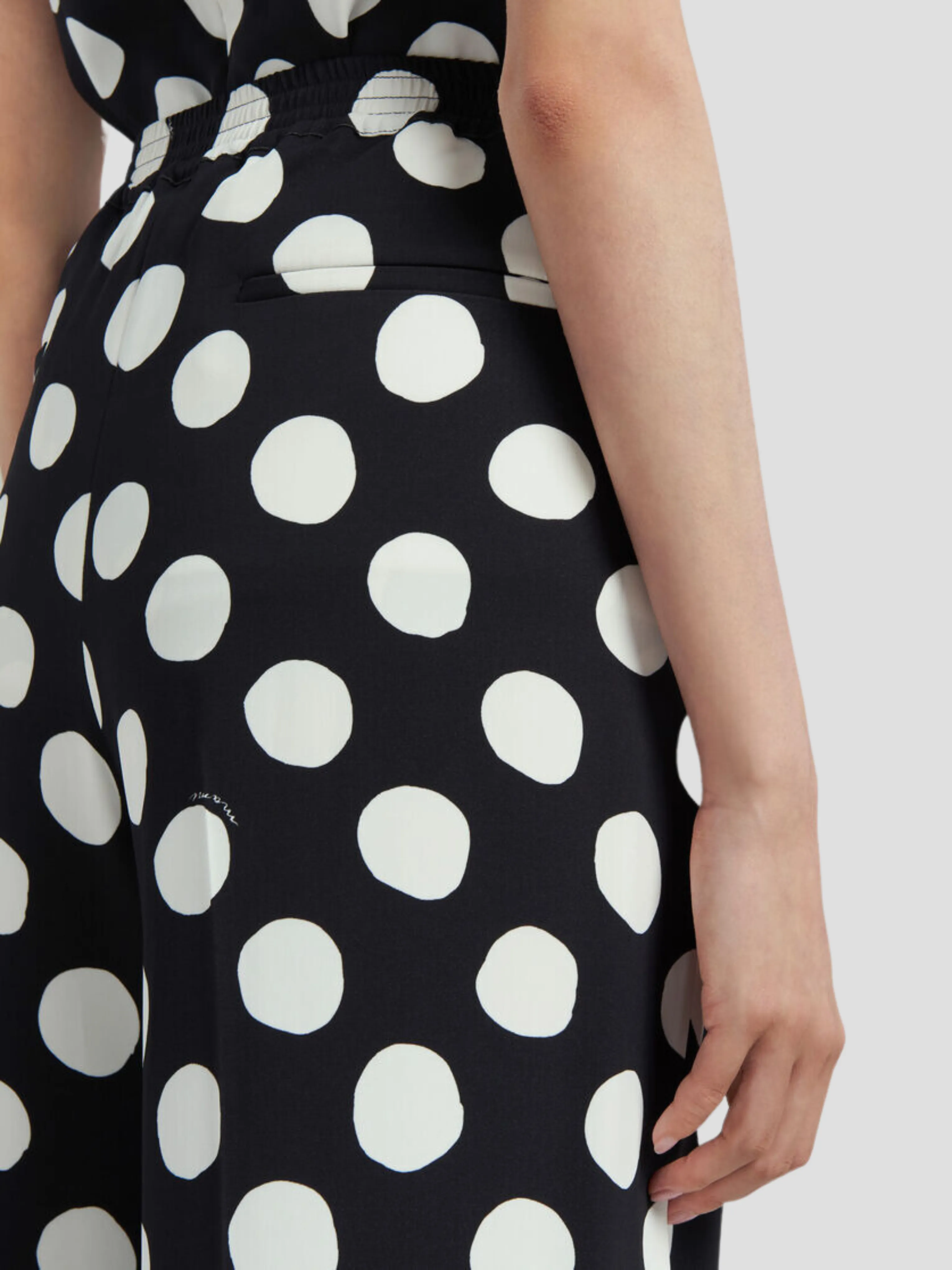 Polka Dot Straight Pant in Black and White