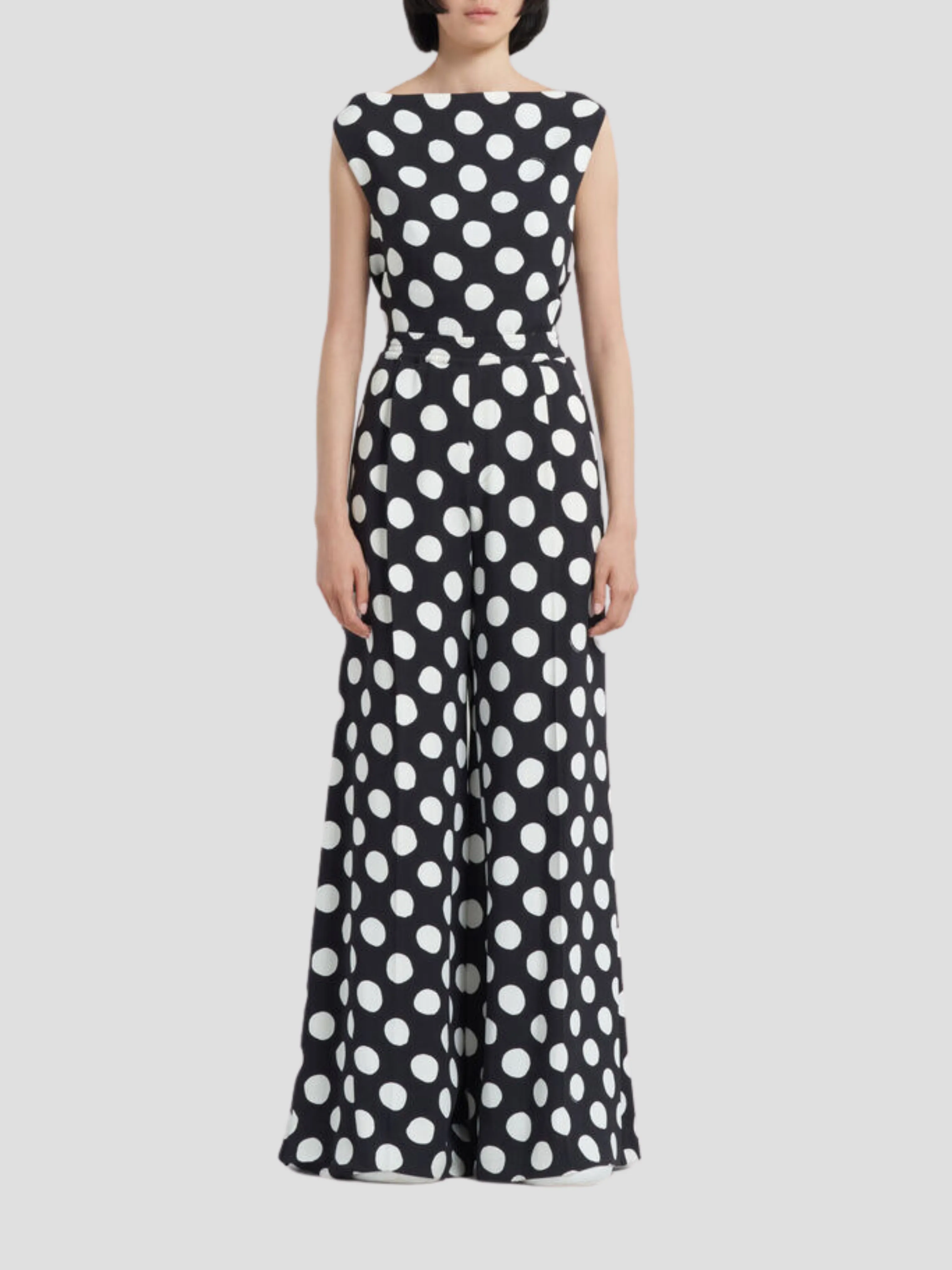 Polka Dot Straight Pant in Black and White