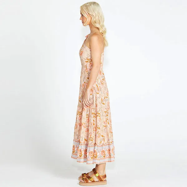 Poppy One Shoulder Maxi Dress - Peach Floral