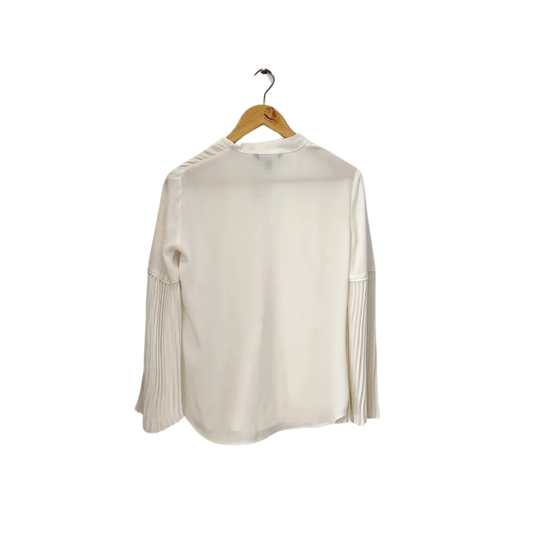 Ralph Lauren White Pleated Sleeves Blouse | Brand New |