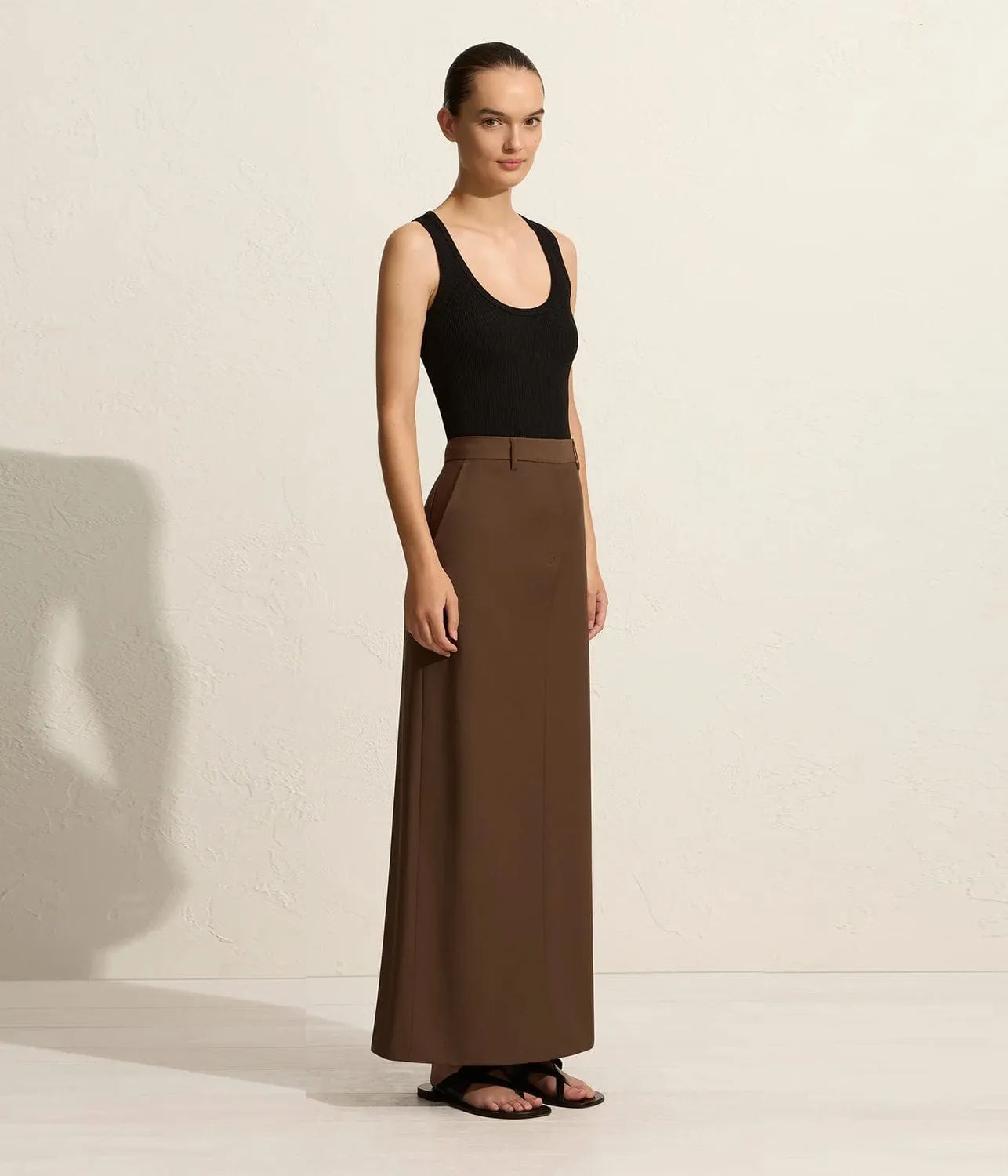 RELAXED TAILORED SKIRT - COFFEE