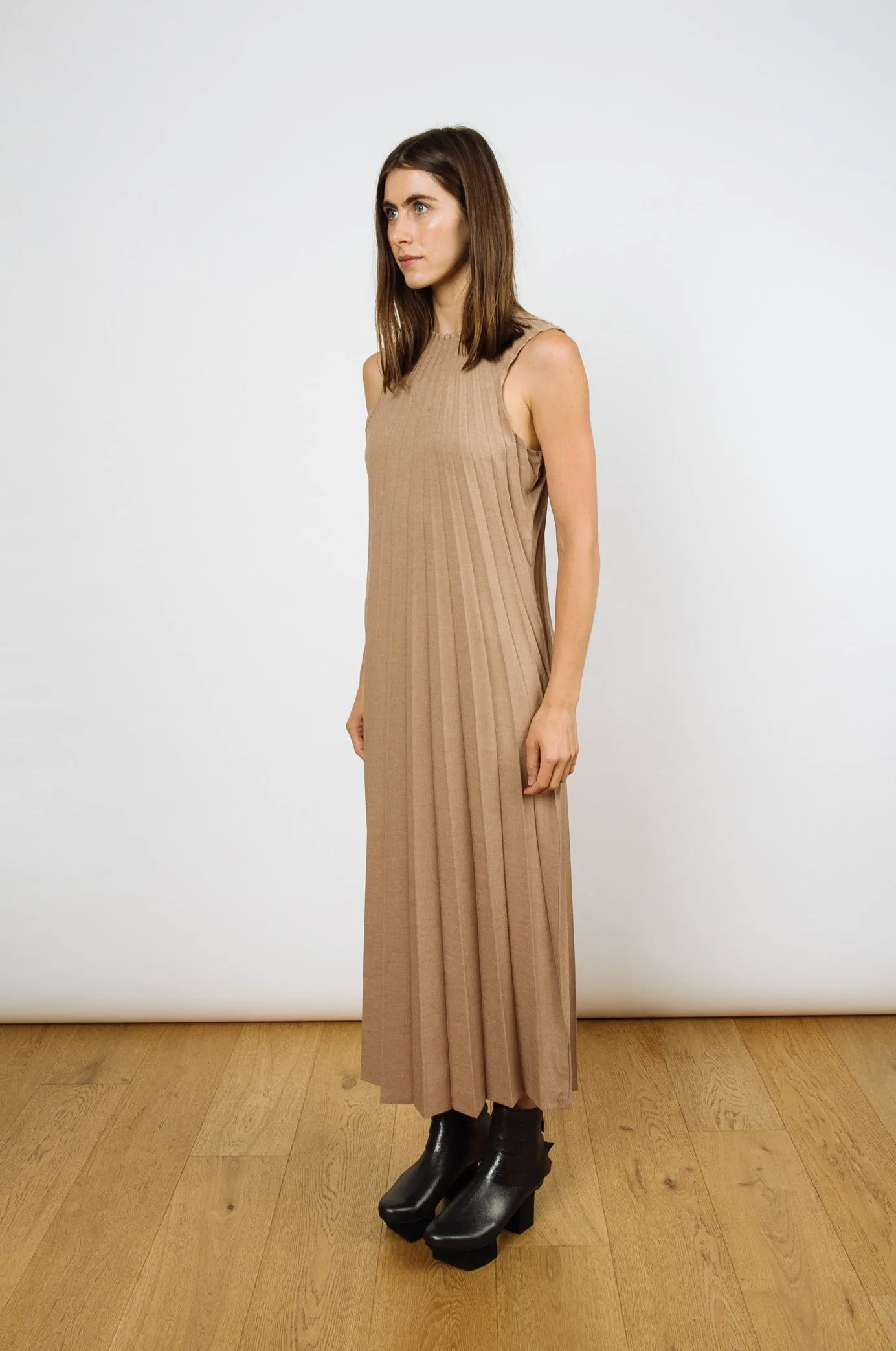 Reversible Racerback Maxi Sunburst Dress | Latte