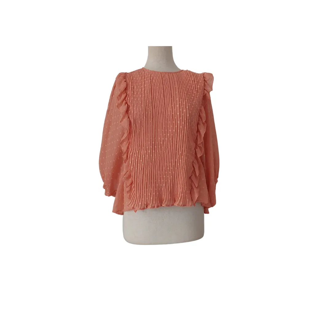 River Island Light Pink Pleated & Frill Top | Gently Used |