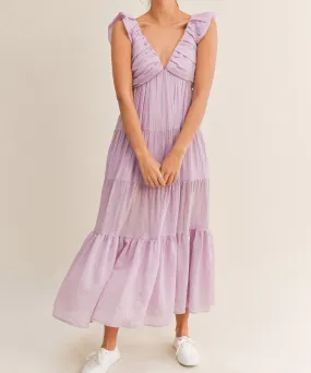 Ruched Pleated Dress - Lavender