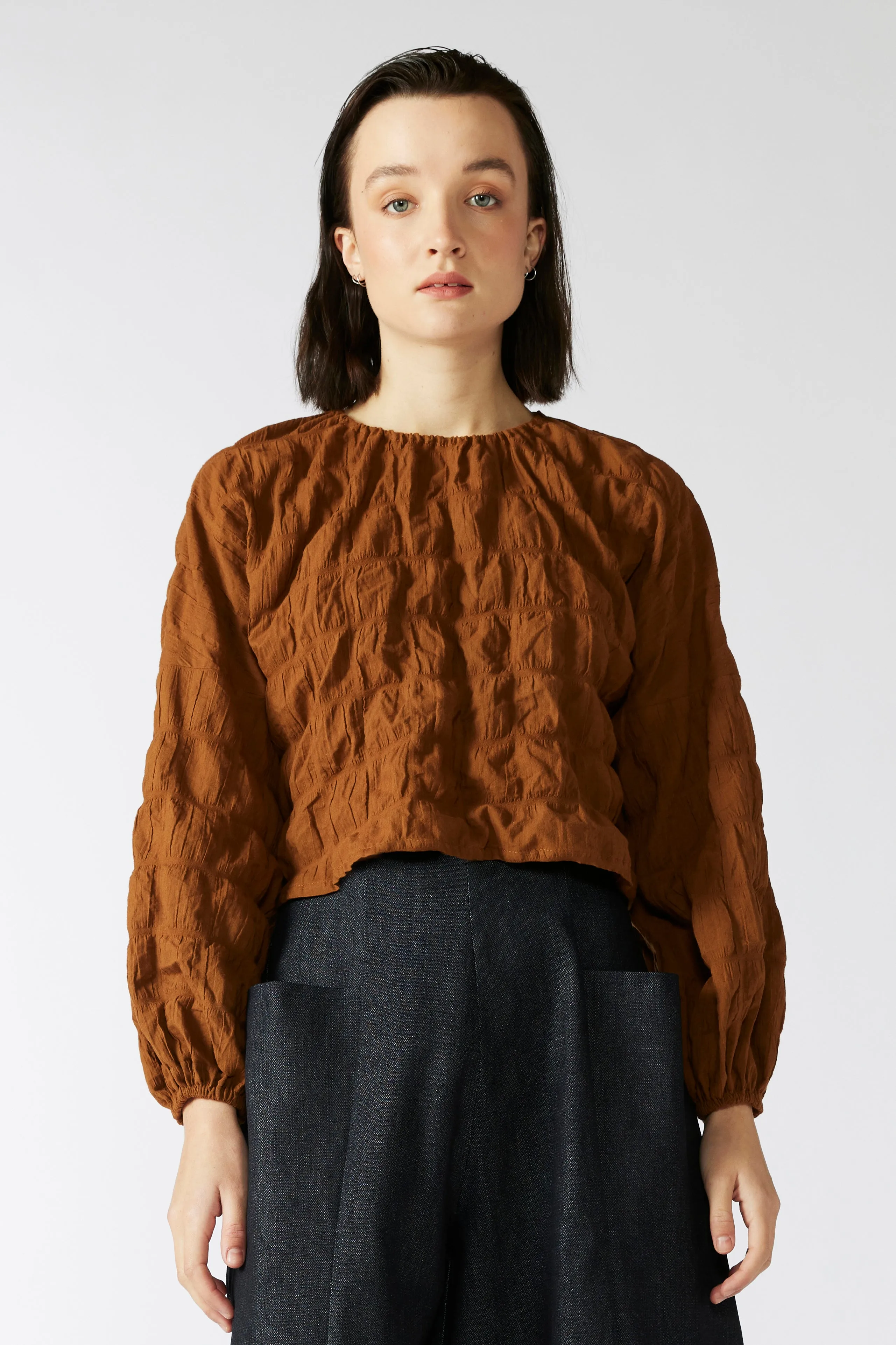 SEED TOP [ Burnt Orange Cotton, Long Sleeves ]