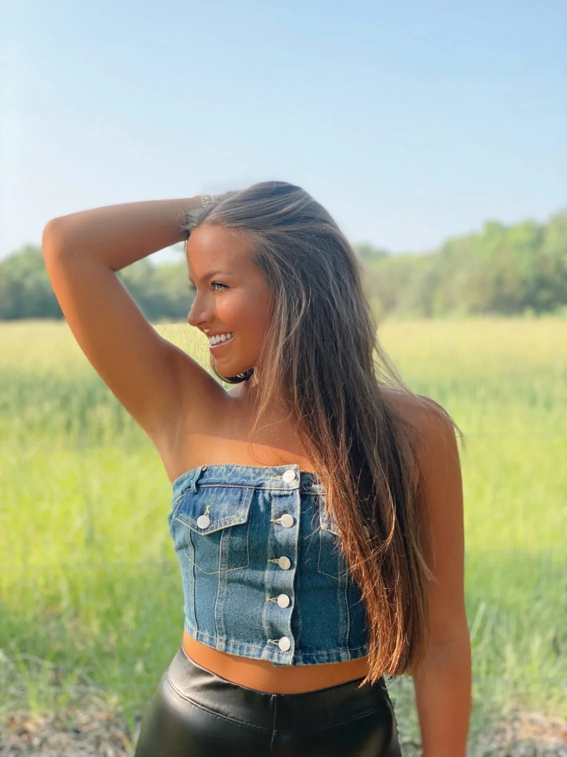 Sleeveless Denim Top