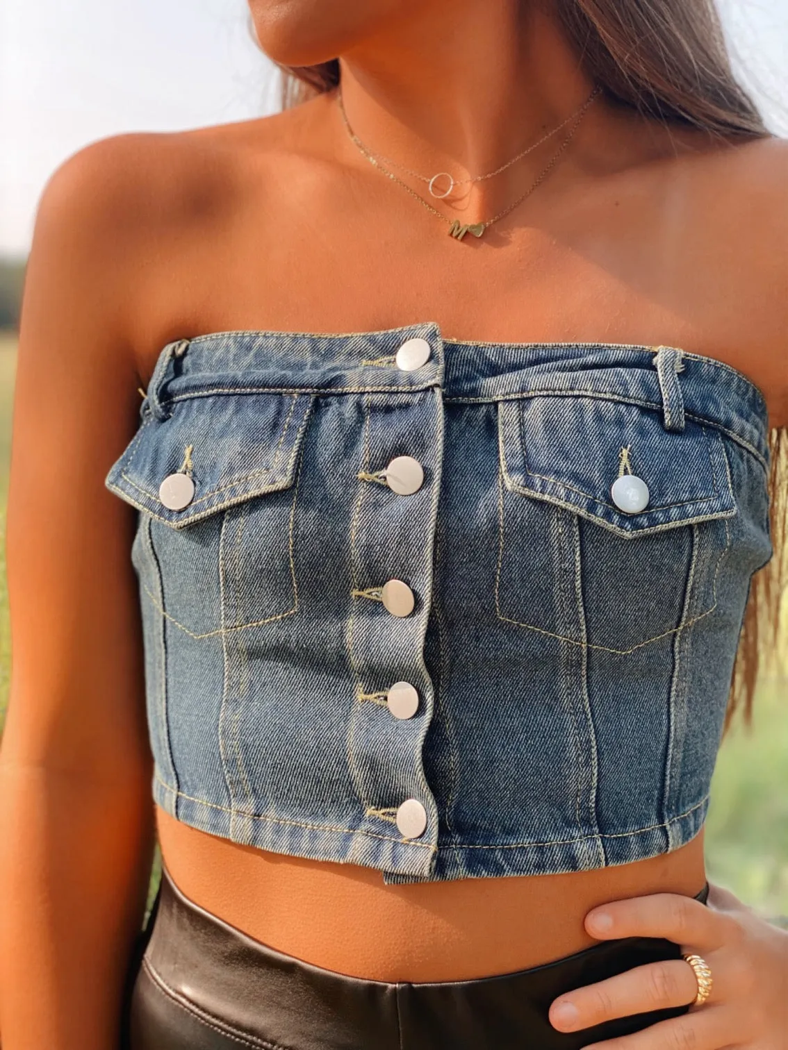 Sleeveless Denim Top