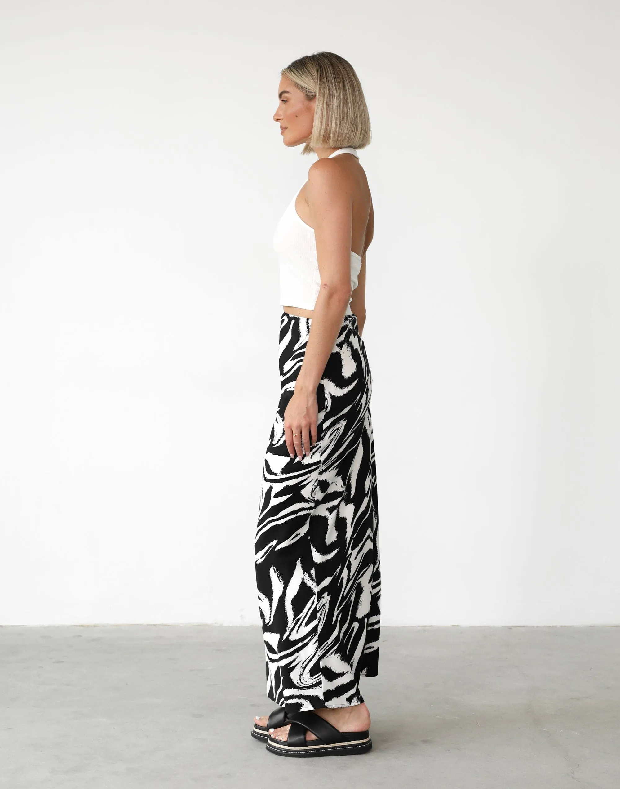 Sye Maxi Skirt (Black/White Print)