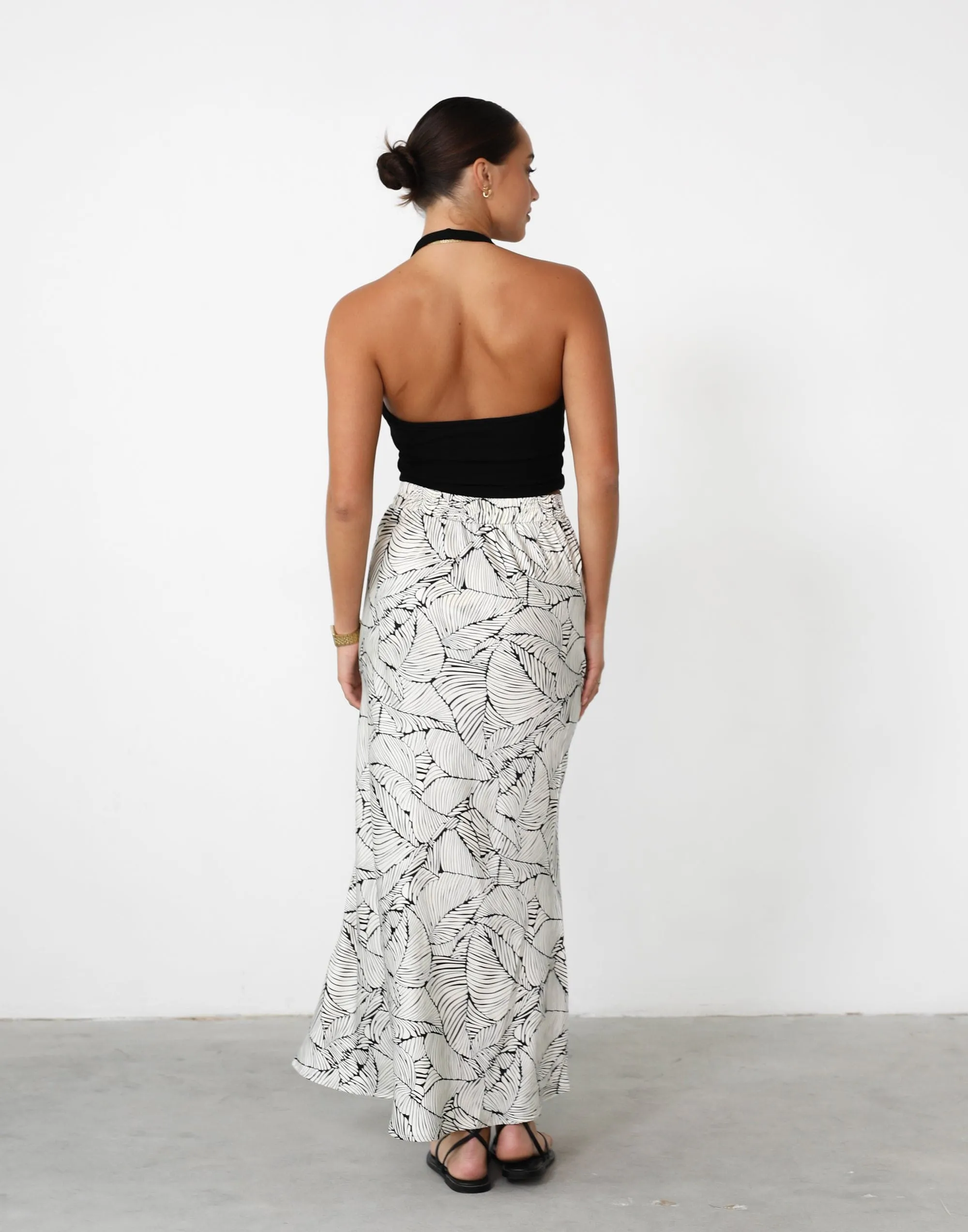 Teena Maxi Skirt (Cream/Black Print)