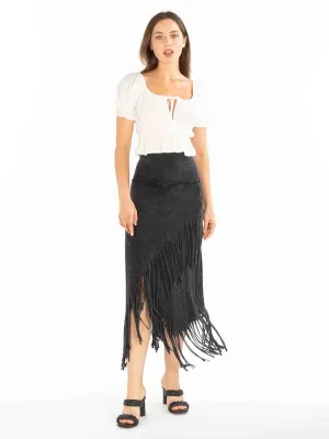 Tianello™ T-Party Knit "Paloma" Fringed Skirt