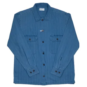 Universal Works - L/S Utility Shirt Herringbone Denim - Washed Indigo