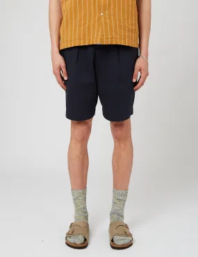 Universal Works Pleated Track Shorts - Navy Blue