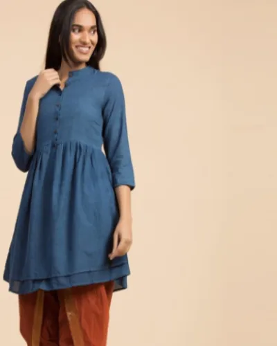 Vegan Clothing Women Natural Dye Indigo Tunic Top