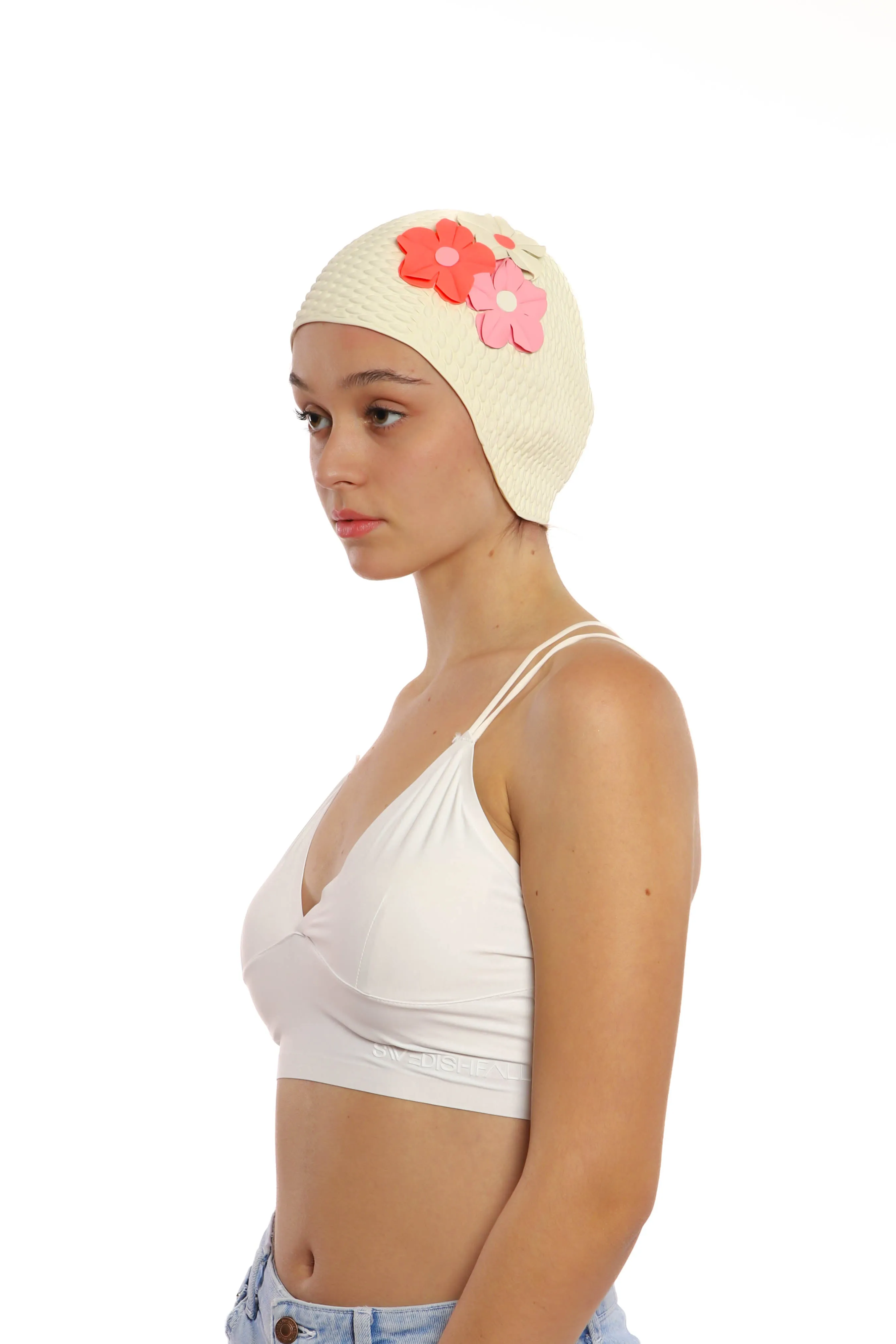 Vintage 3 Flowers Swim Cap