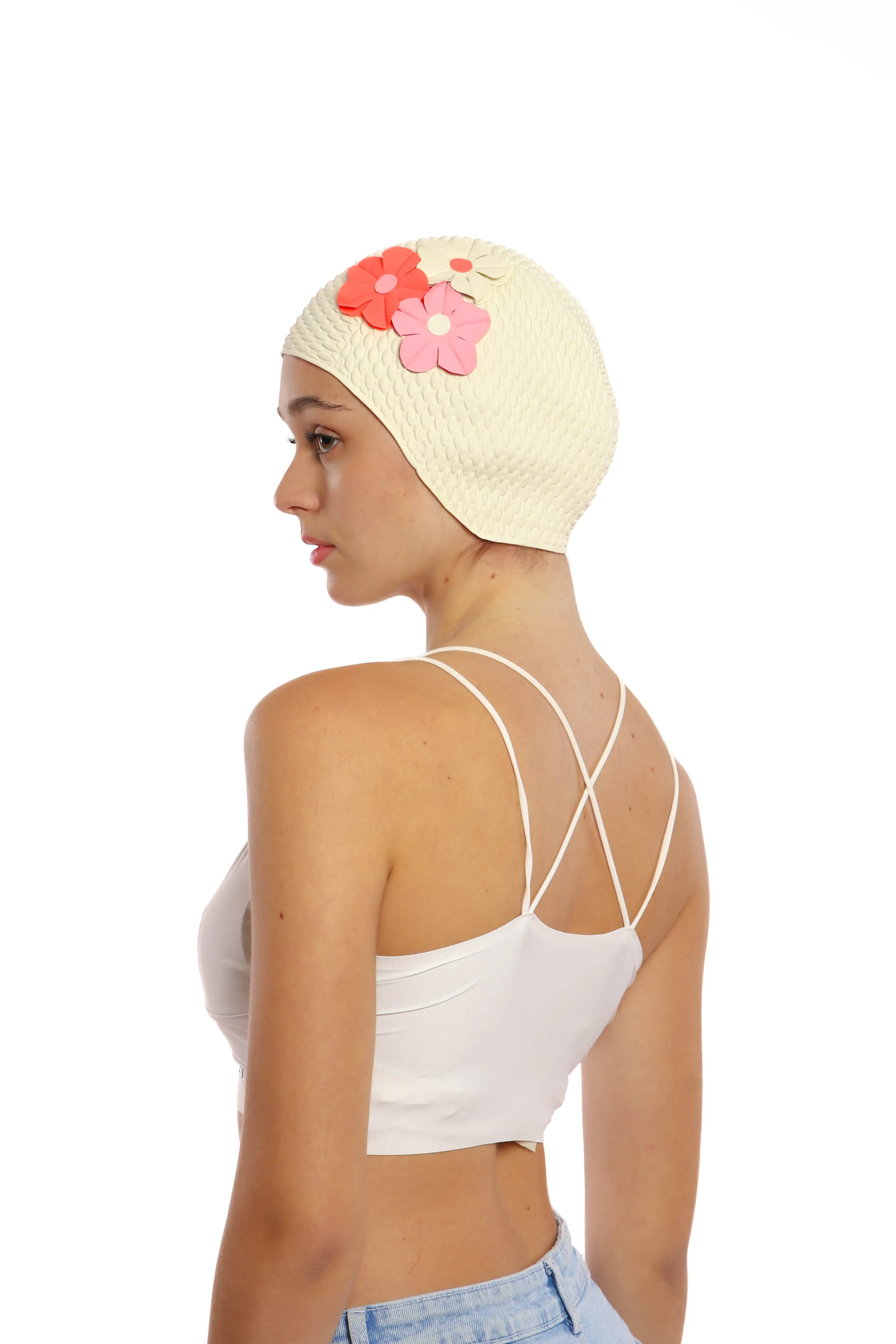 Vintage 3 Flowers Swim Cap