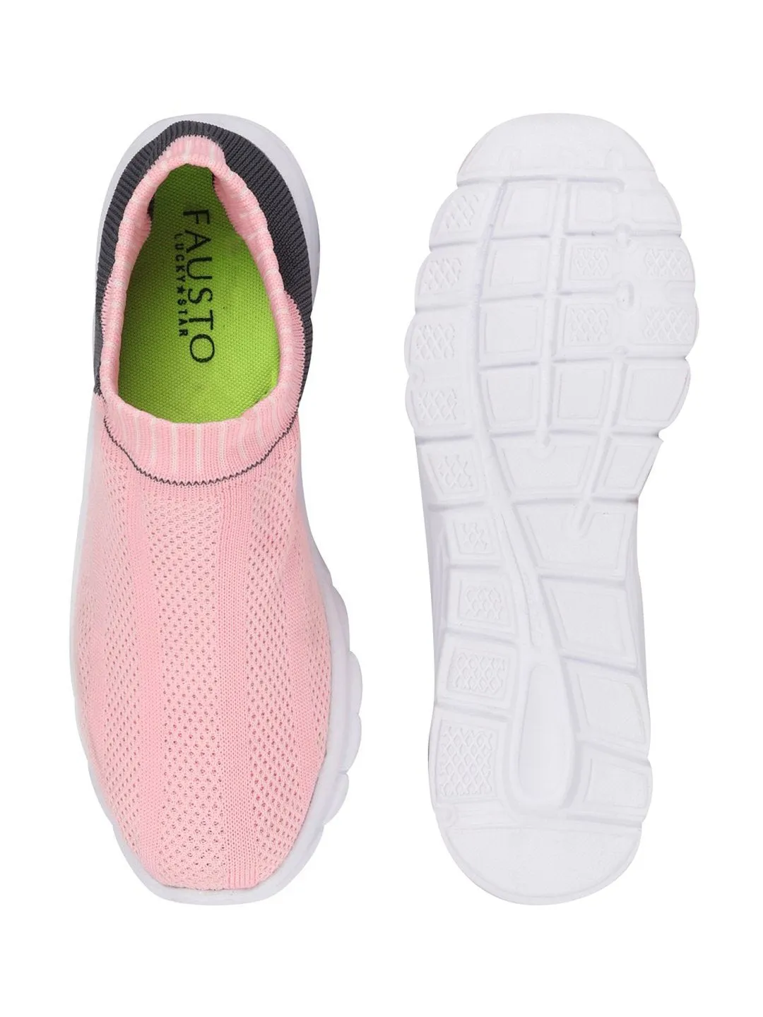 Women Pink/Black Sports Slip-On Walking Shoes