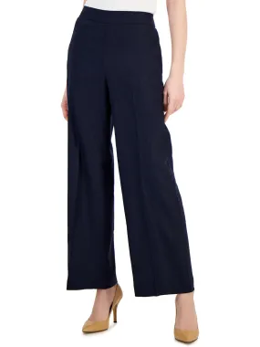 Womens High-Rise Linen Straight Leg Pants