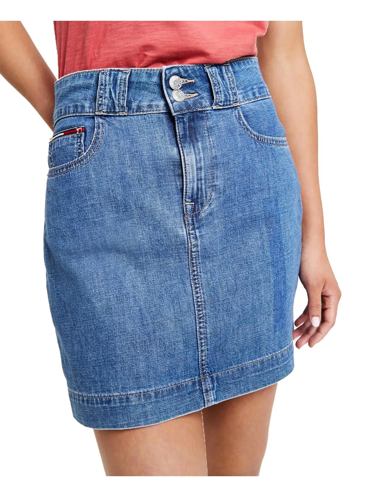 Womens Mini High Rise Denim Skirt