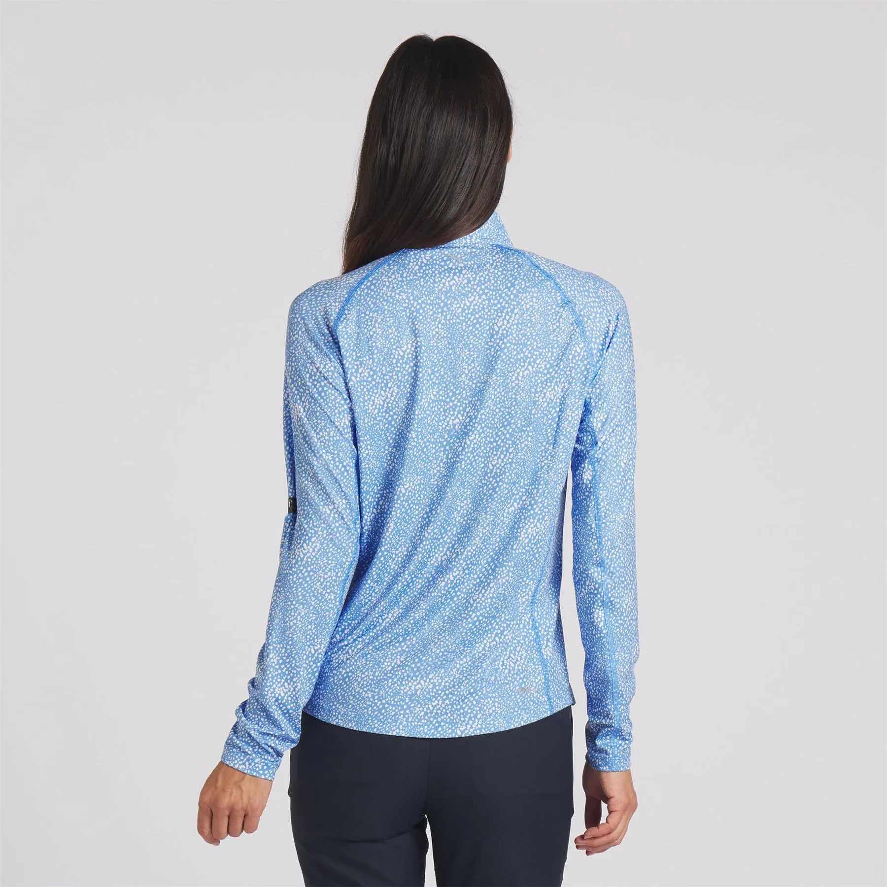 Womens You-V Microdot Quarter Zip Mid Layer Blue/White - SS24