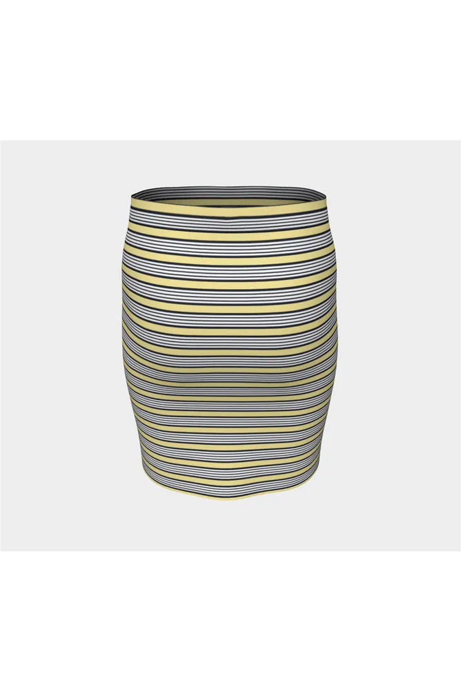 Yellow Stripes Fitted Skirt