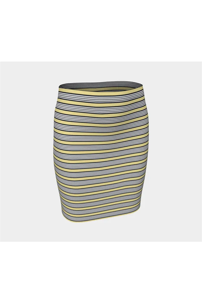 Yellow Stripes Fitted Skirt